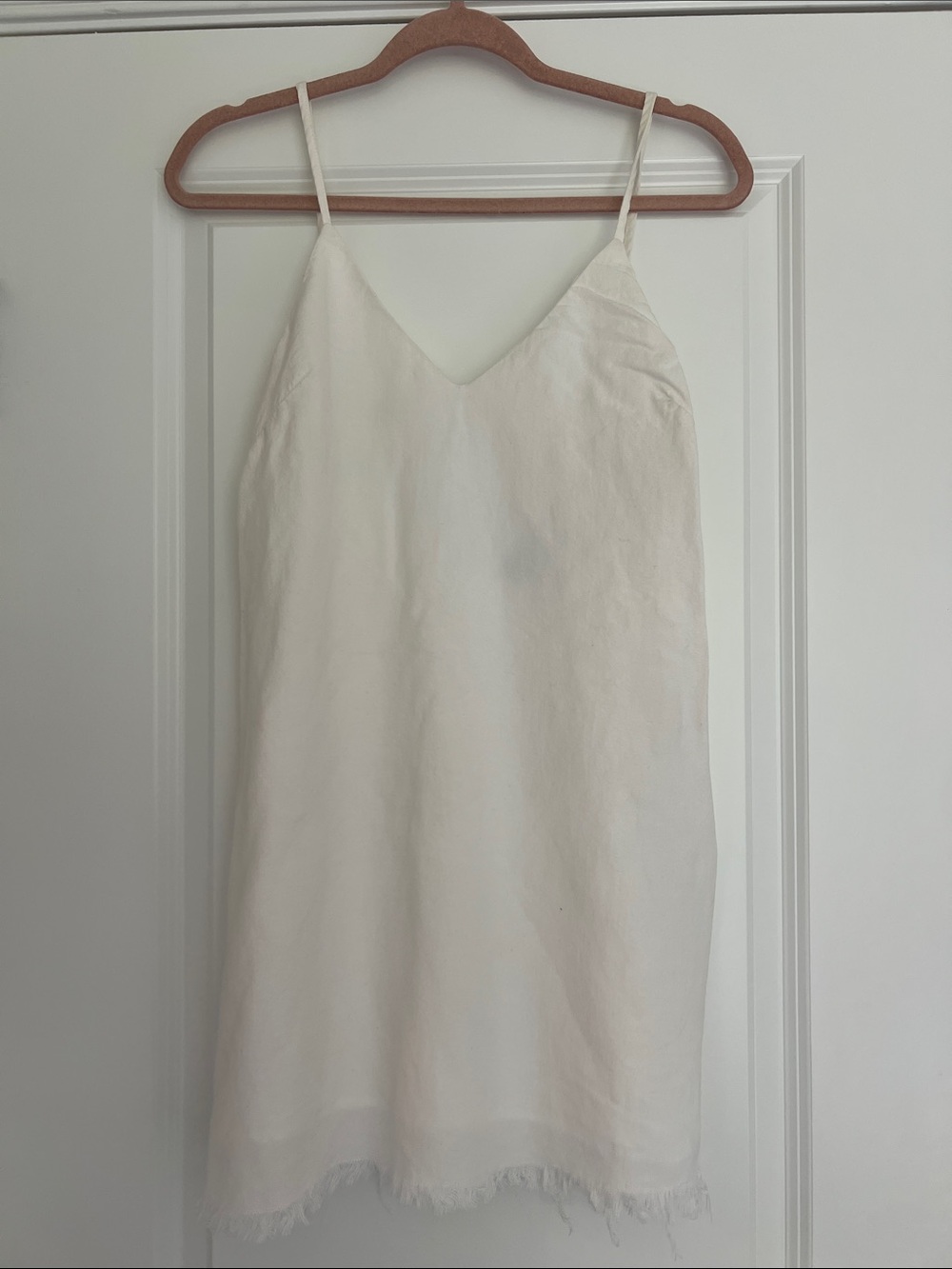 Lulu's Off White Linen Cotton Blend Low Back Slip Dress